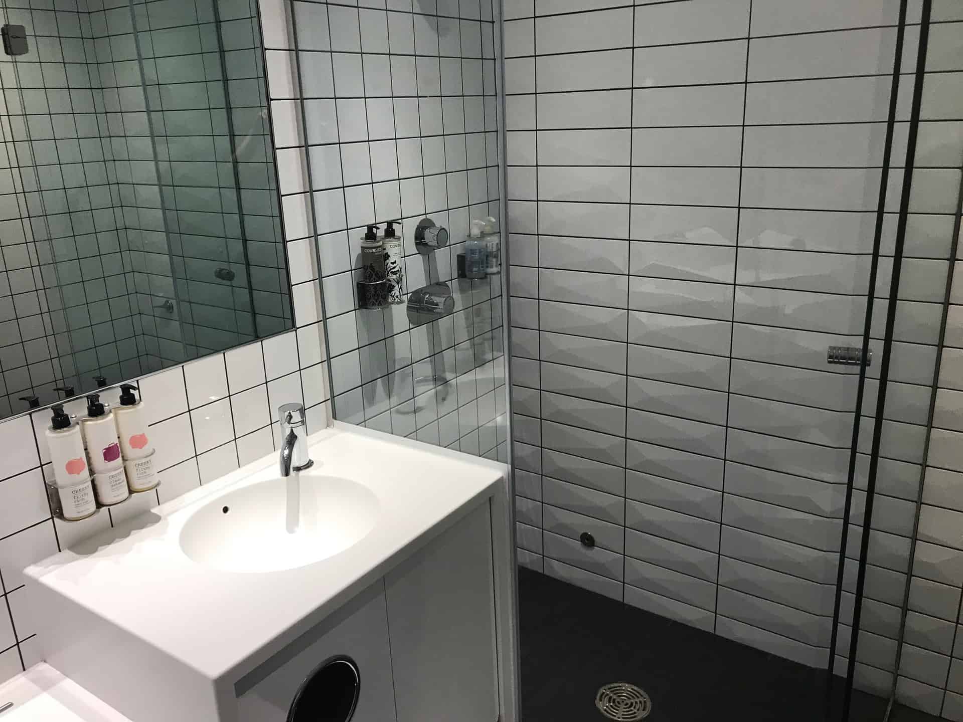 Shower room at LHR Virgin Arrivals Lounge