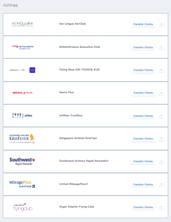 Chase transfer partners