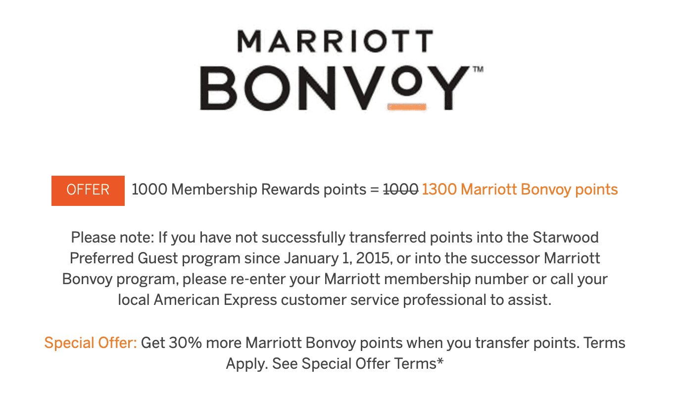 marriott bonvoy american express transfer bonus