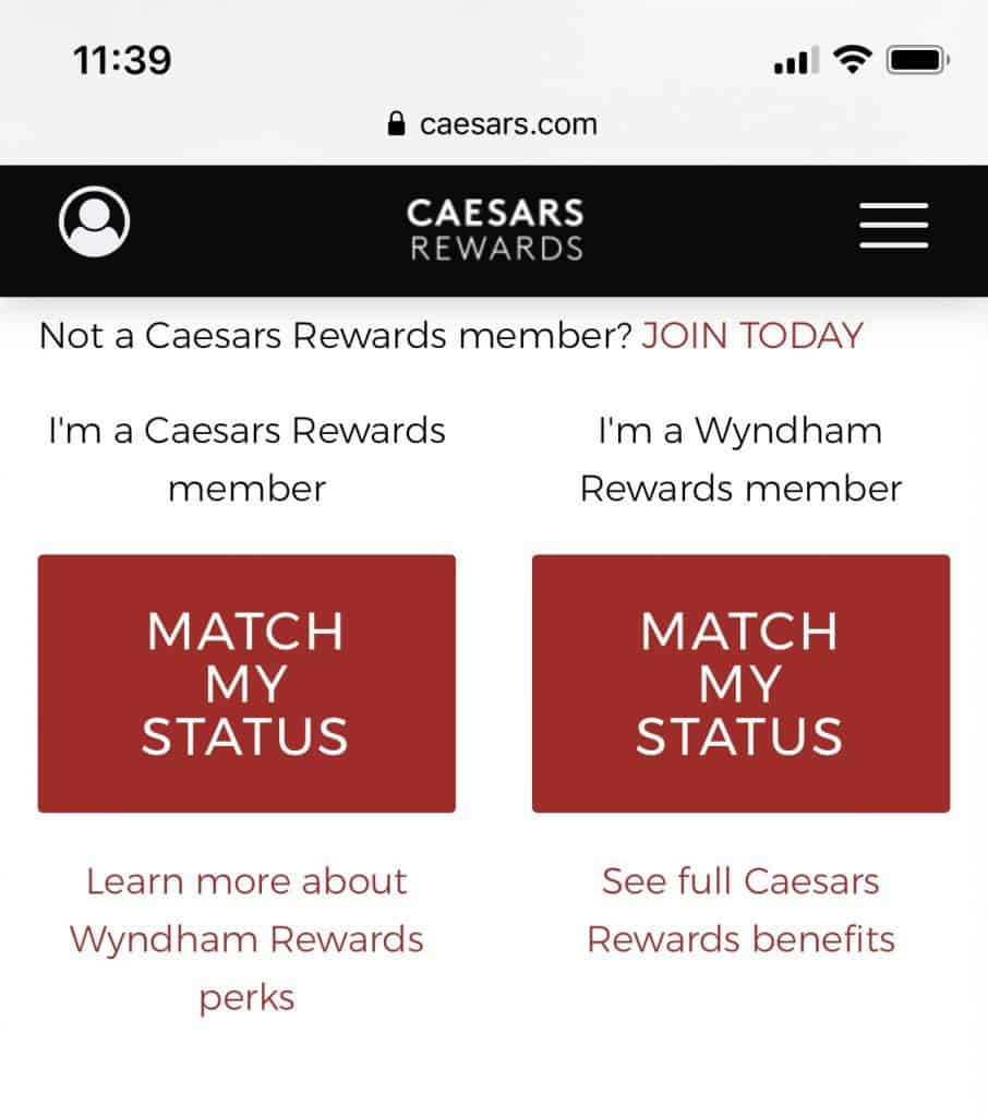 caesars wyndham match