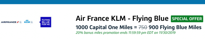 capital one air france transfer bonus