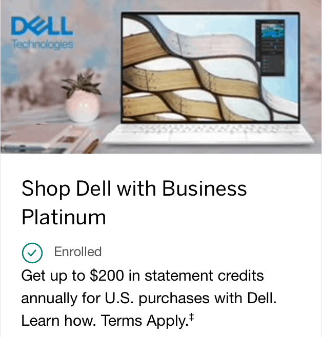 amex business platinum $200 dell credit