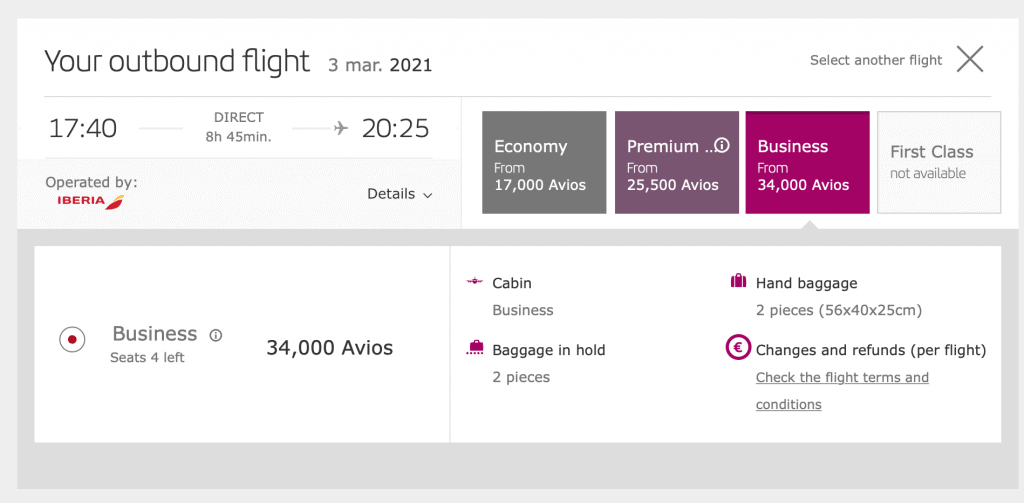 iberia half price awards 17,000 avios