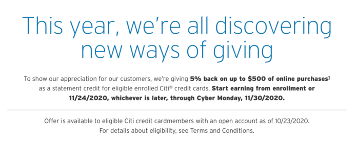 citi cards promo 5%