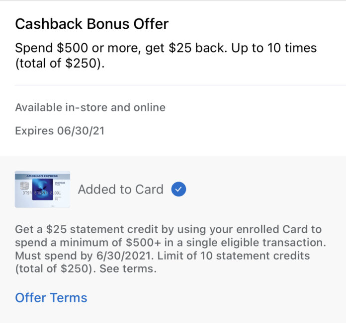 amex offer $25 off $500