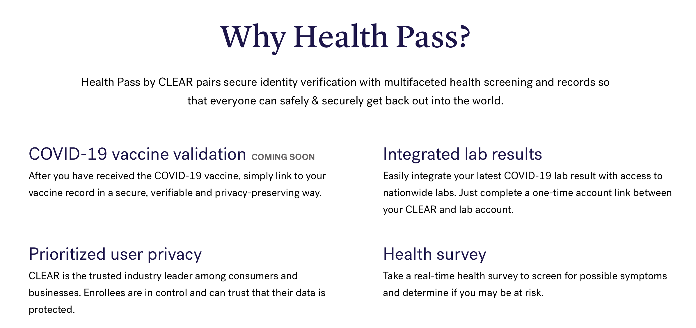 clear health pass vaccine passport