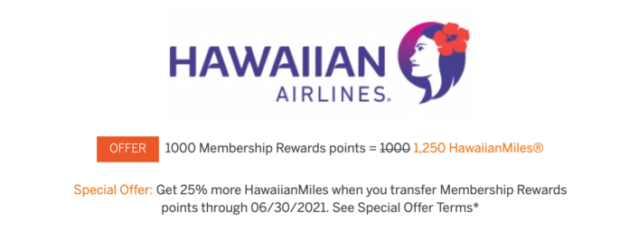 amex hawaiian transfer bonus