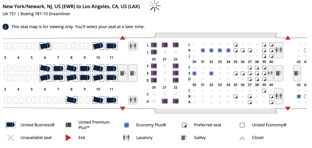 united ua premium transcon premium plus 787-10 dreamliner