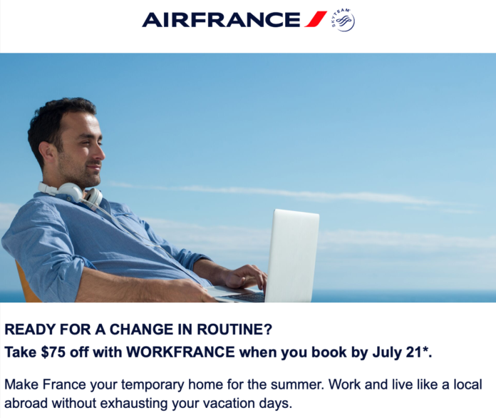 air france $75 off coupon discount