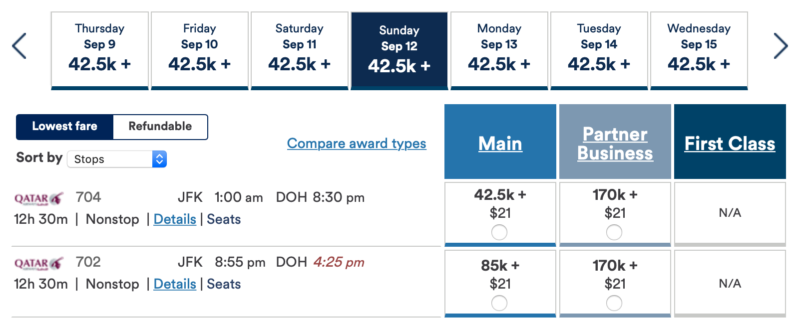 alaska airlines qatar awards