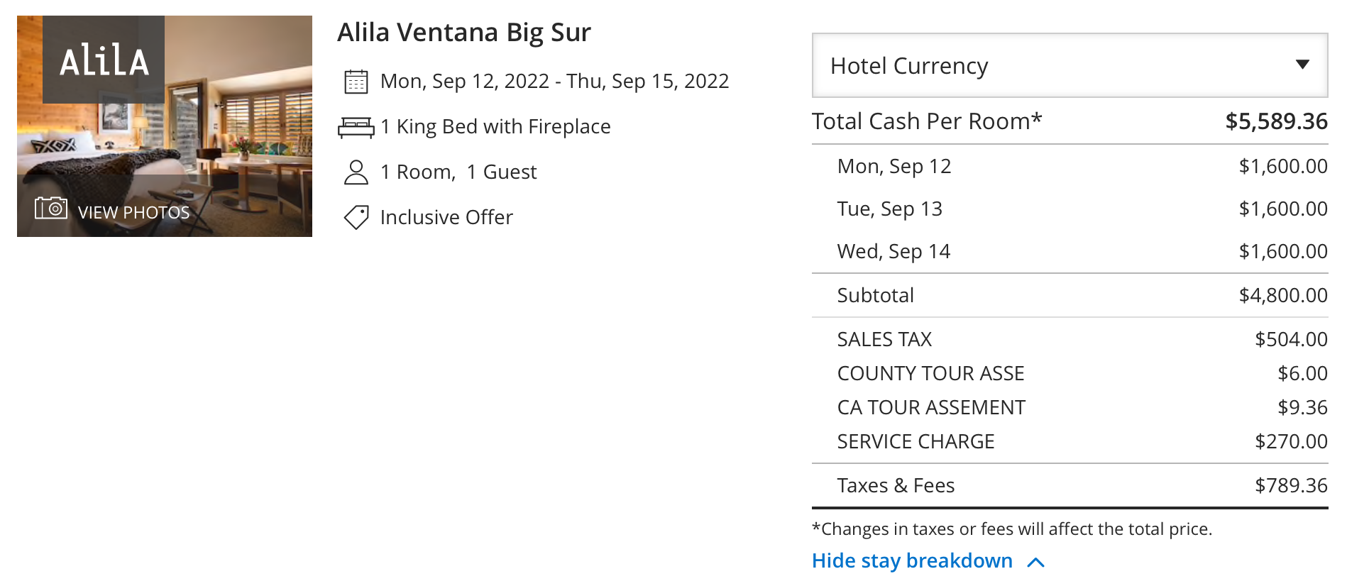 ventana big sur cash rate