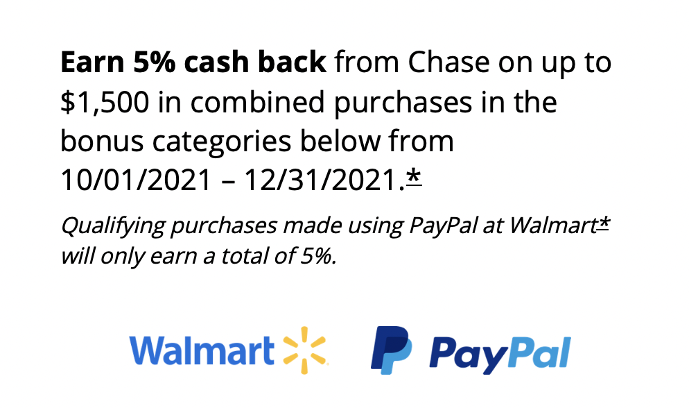 Chase Freedom Flex Q4 Bonus Categories PayPal and Walmart