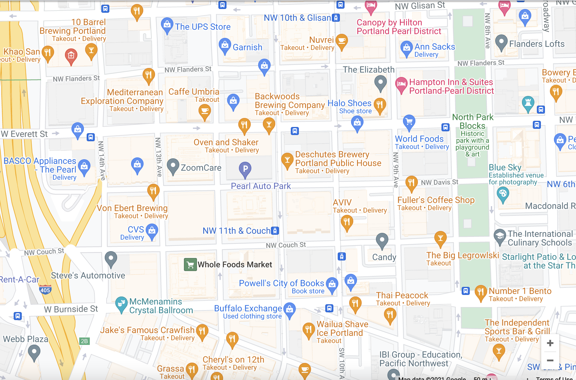 Map of the Pearl District, Portland