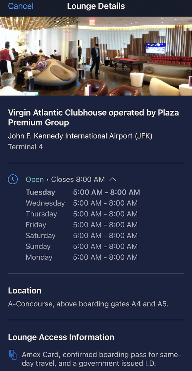 virgin clubhouse jfk amex platinum hours