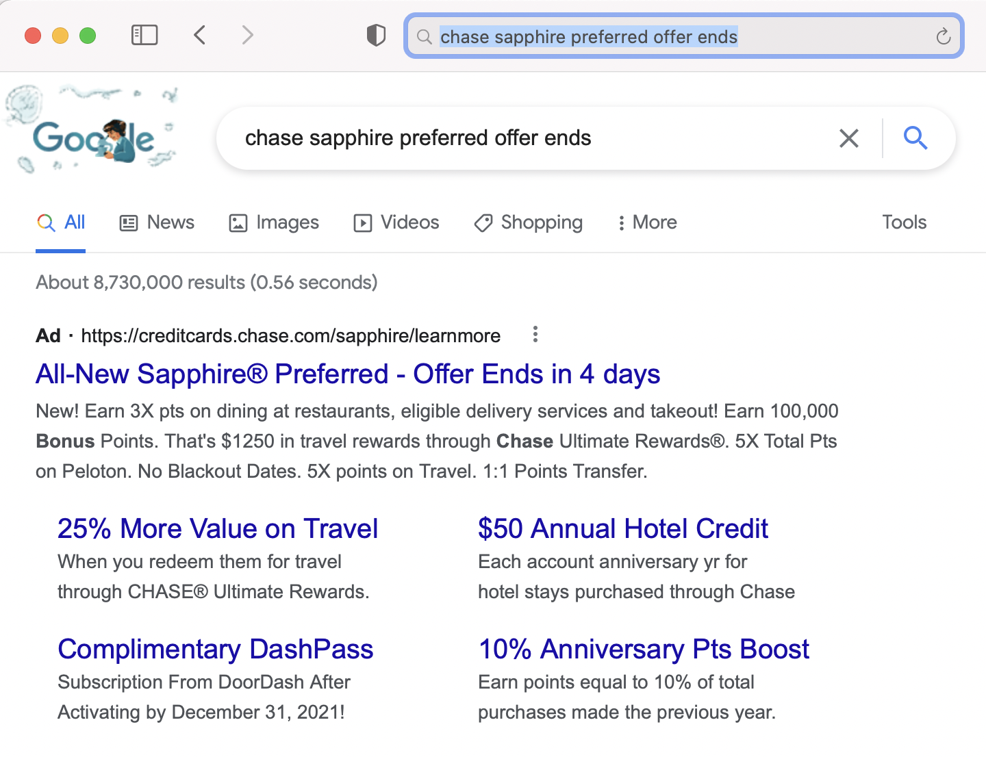 When Will The Chase Sapphire Preferred Offer End for 100,000 Points?