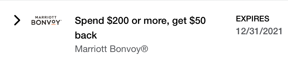 amex offer bonvoy $50 off $200