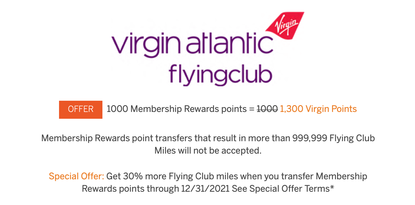 Amex Transfer Bonuses Virgin Atlantic and Singapore KrisFlyer