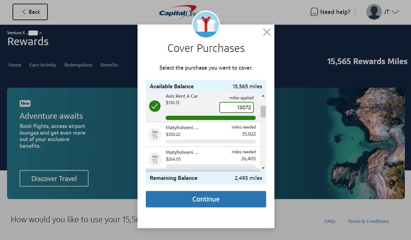capital one miles purchase eraser