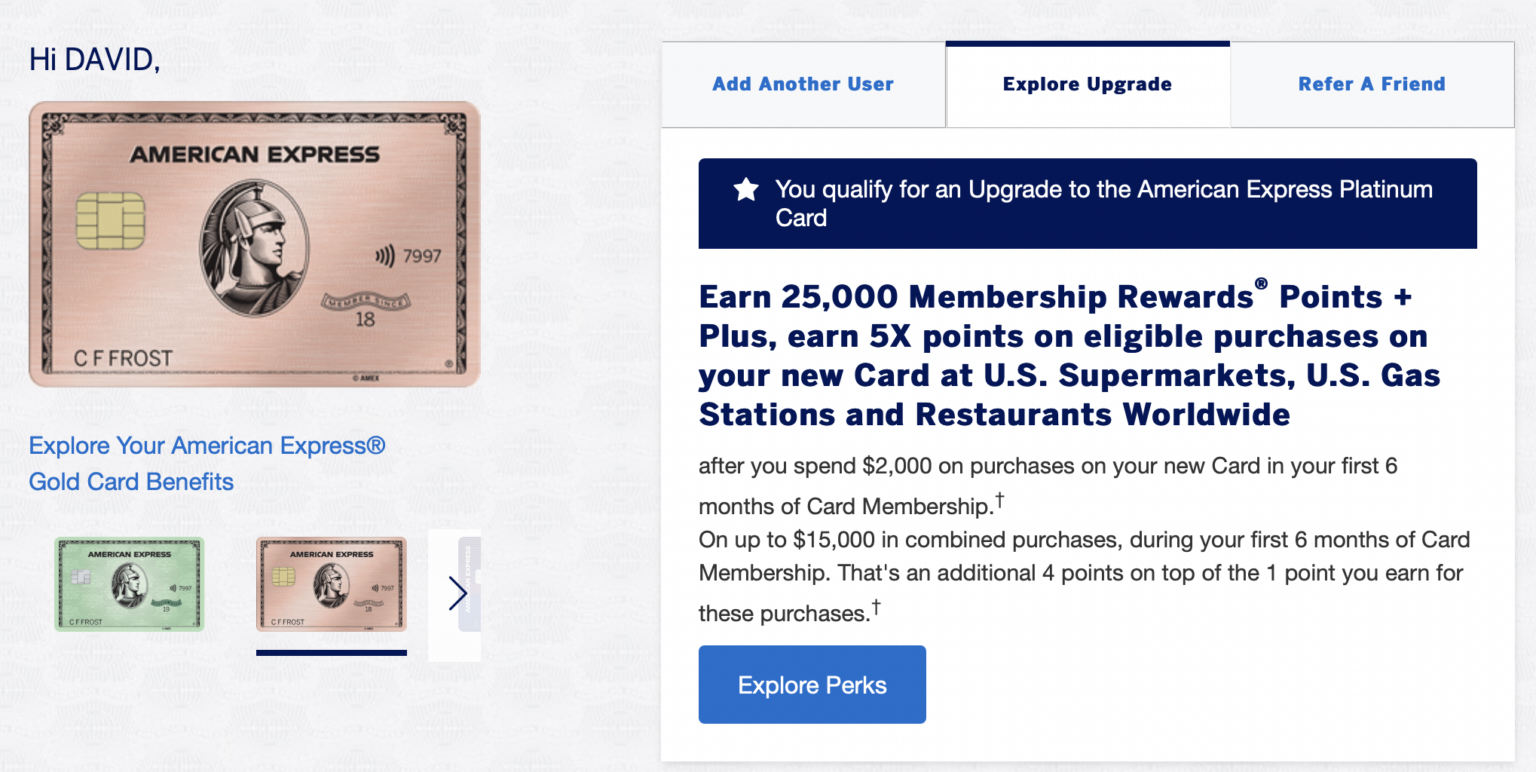 Targeted Amex Upgrade Offers To Platinum