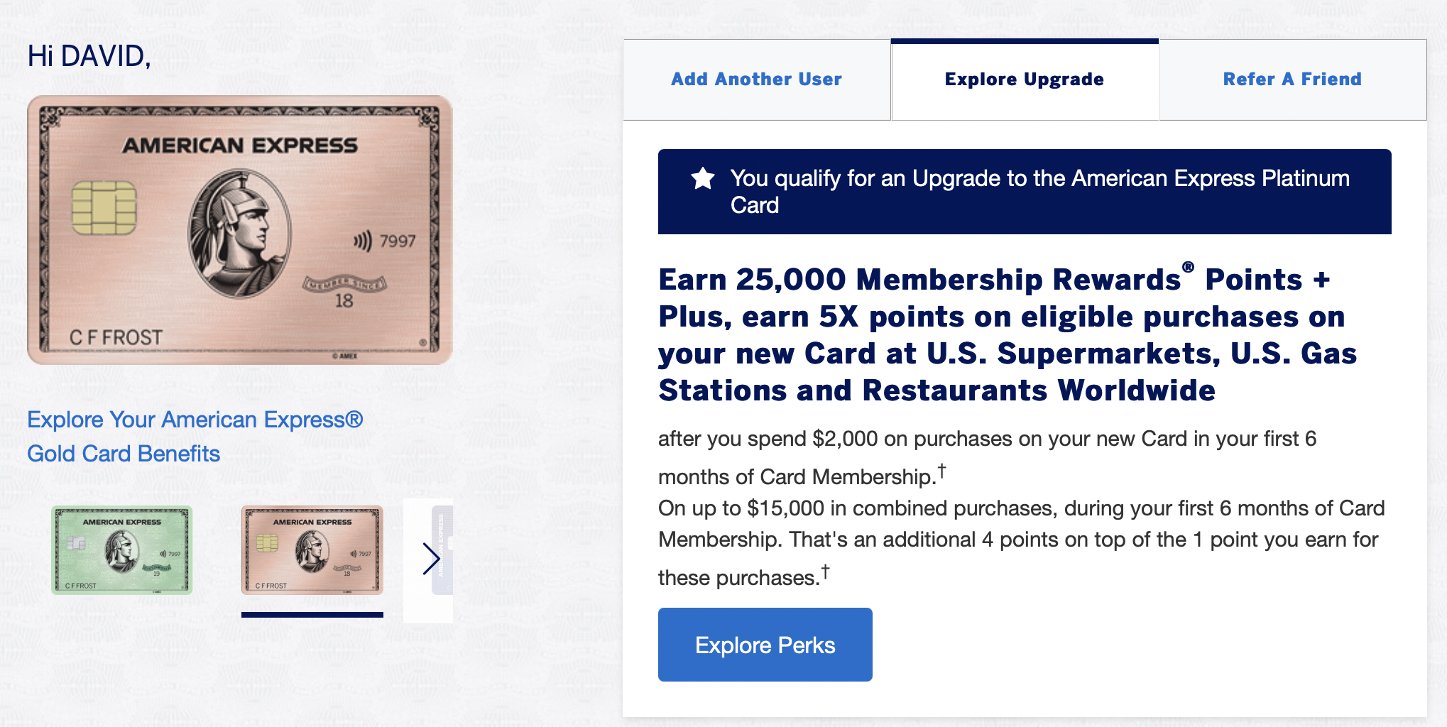 Targeted Amex Upgrade Offers to Platinum