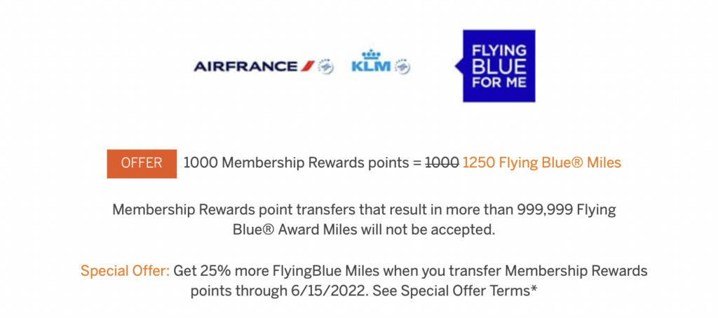 air france flying blue transfer bonus amex