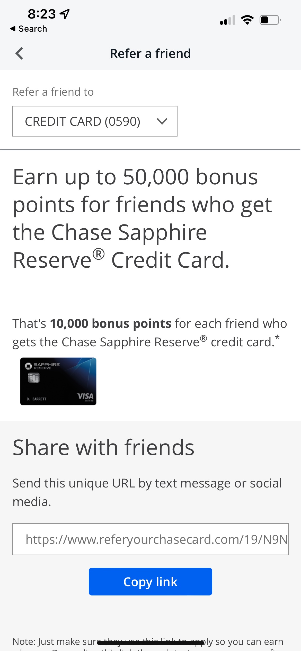 chase reserve refer a friend
