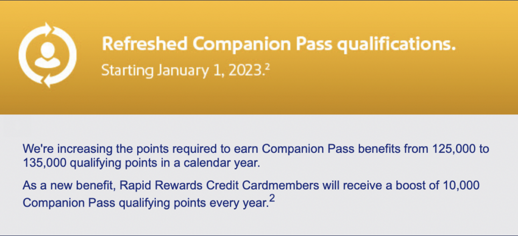 southwest companion pass 2 years 135,000