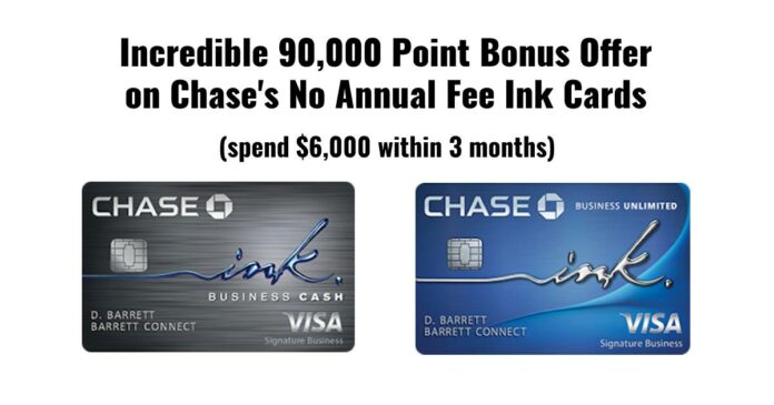 chase ink 90,000 point bonus