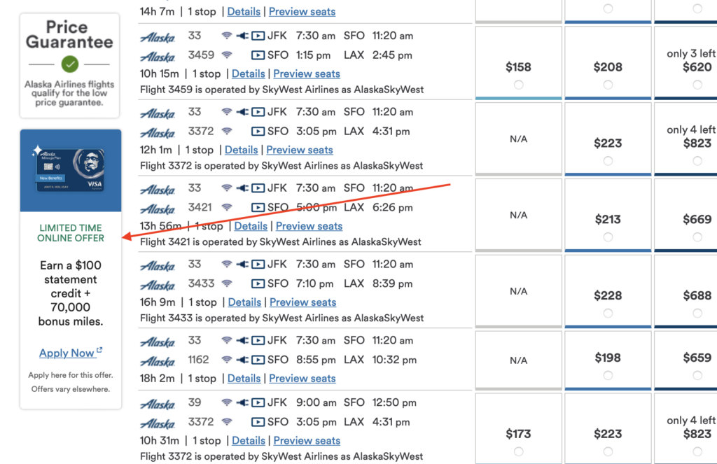 alaska credit card 70k + $100