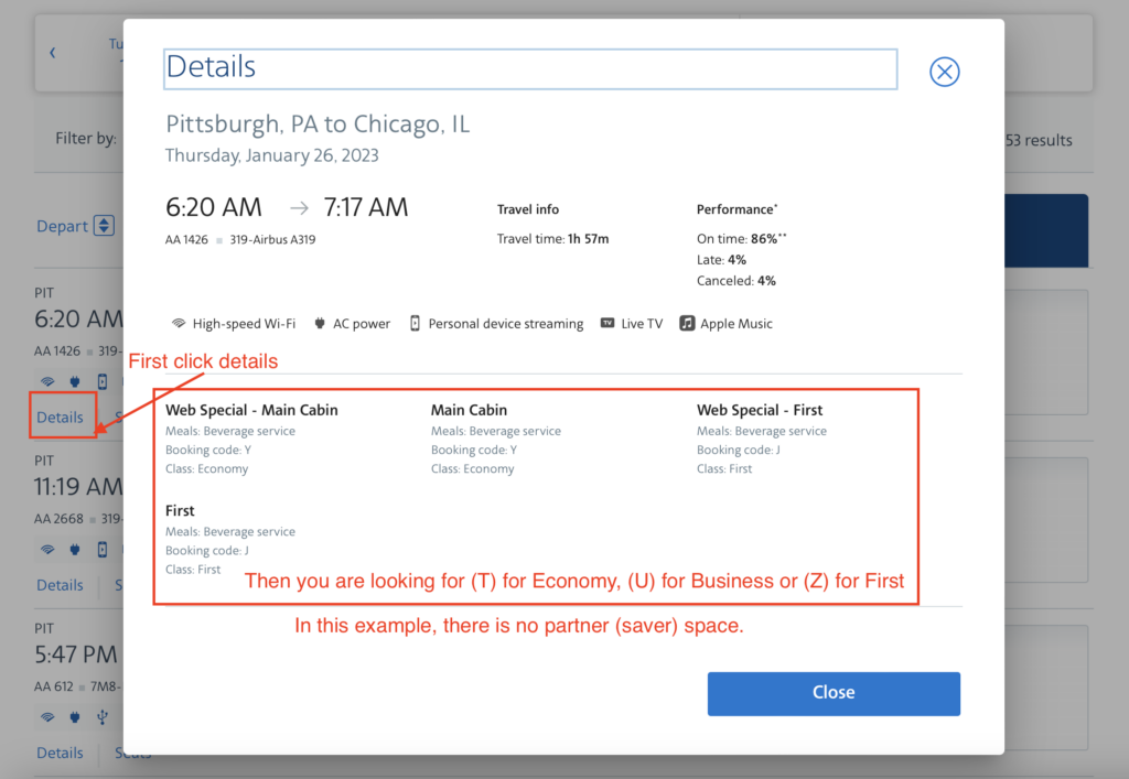 how to tell is you can book an AA flight with partner miles. 