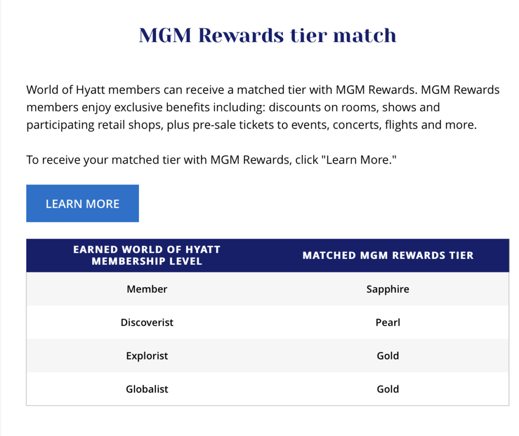 hyatt mgm status match