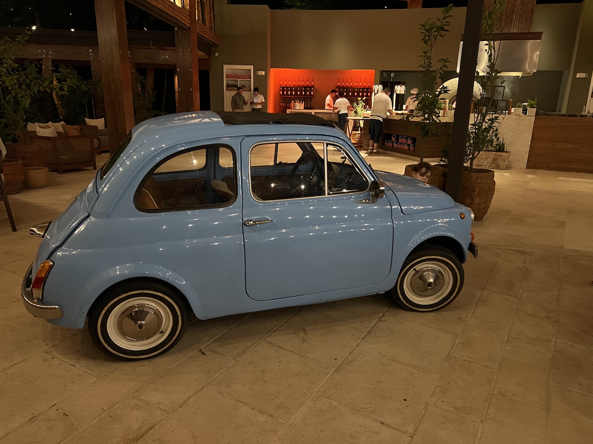Fiat decorating the popup Italian Restaurant at the Andaz Papagayo