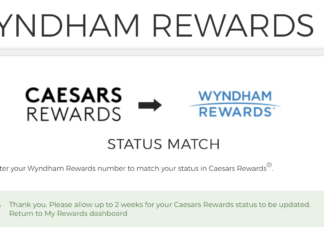 Rematch your Wyndham Diamond to Caesars Diamond: It’s February! wyndham diamond to caesars diamond status match merry go round