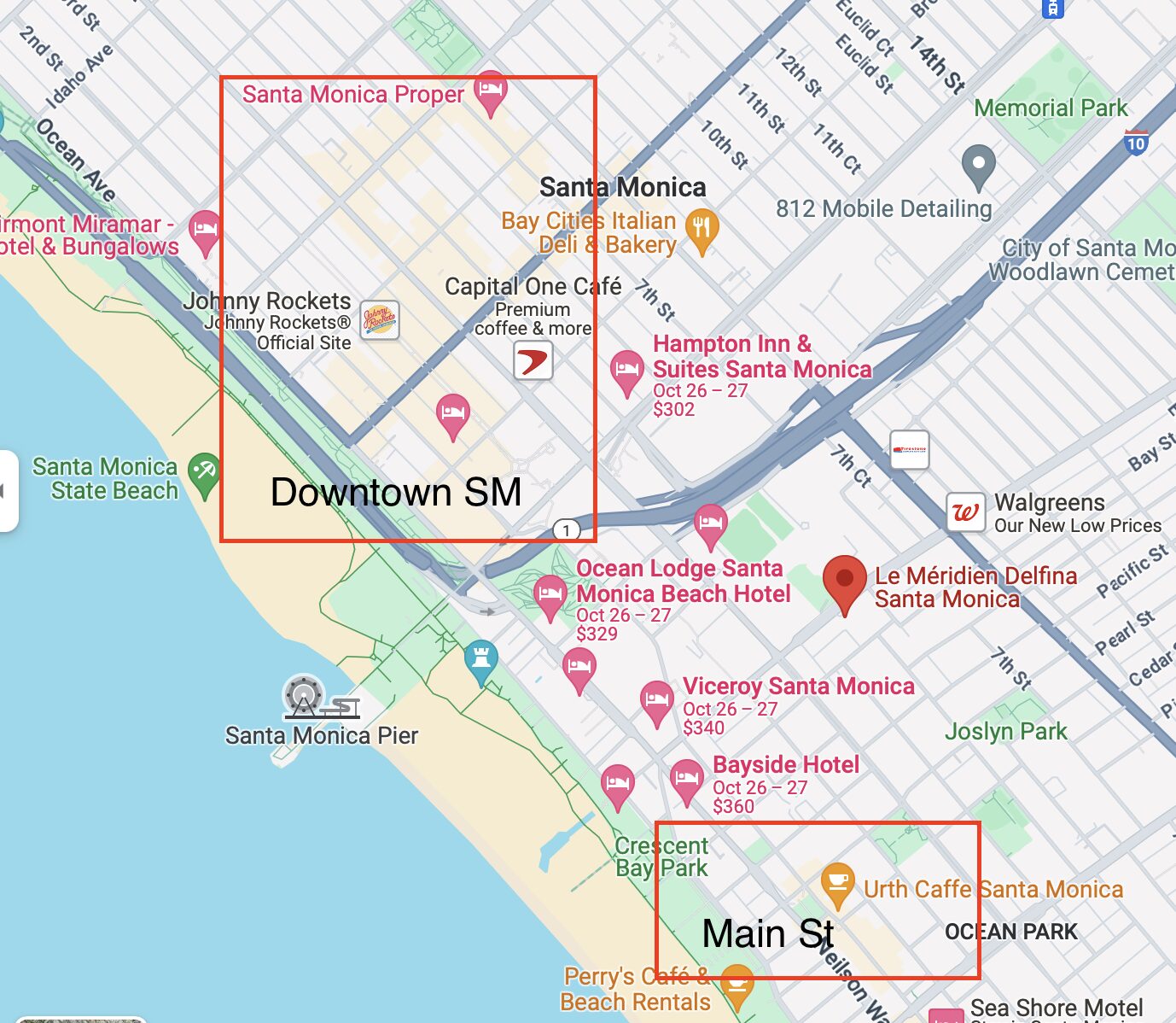 Hyatt centric santa Monica la map area