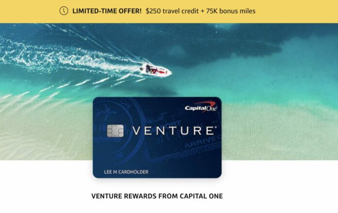 capital one venture limited time offer $250 credit 75,000 miles