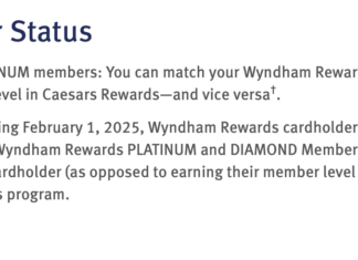 Caesars Drops Wyndham Business Earner as Status Match – What to Do Now caesars won't match Wyndham diamond from credit card Wyndham business earner