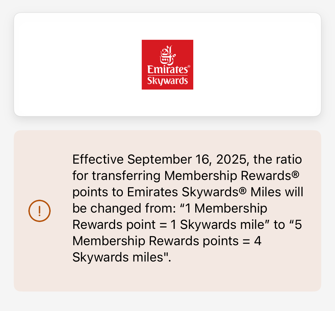 Amex American Express transfer ratio 5:4