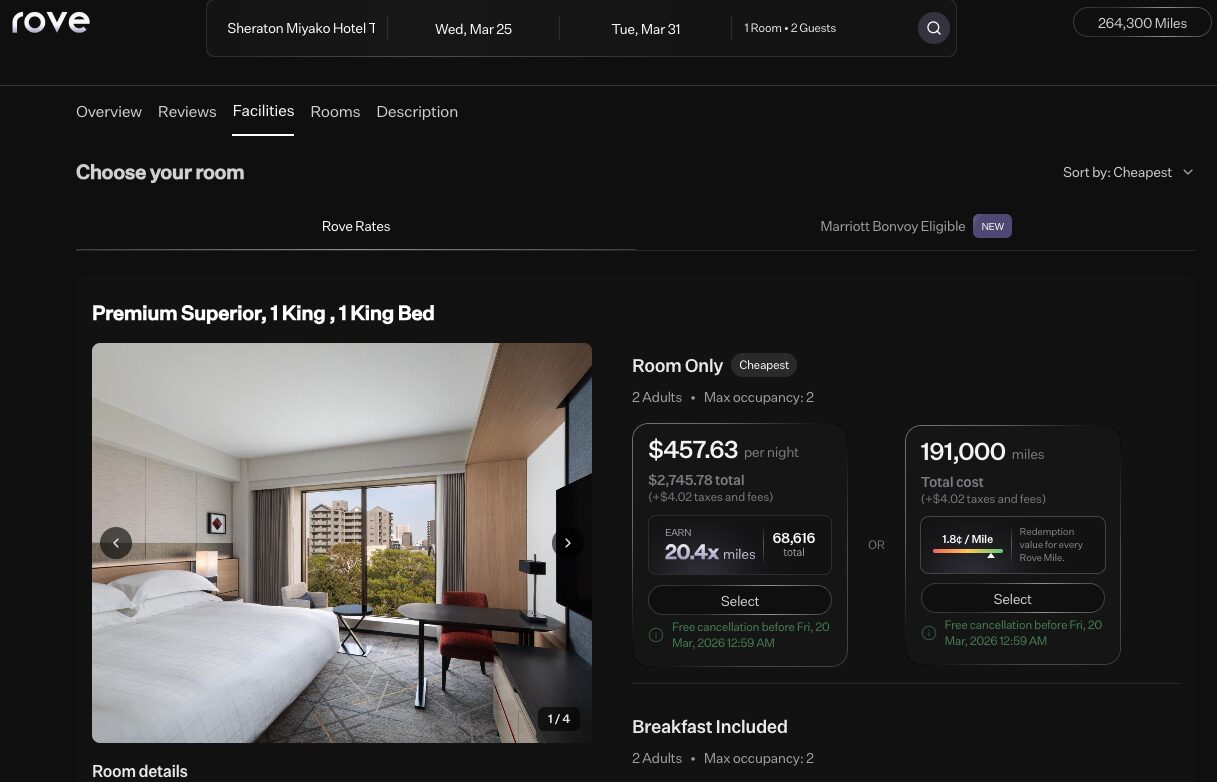 Rove Miles - Loyalty Eligible Hotel Bookings