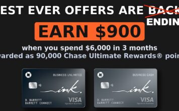 OFFER ENDS by 9 AM EST on 11/13/2025! $900 (90,000 Bonus Points) on No Fee Chase Ink Business Cards Promotional offer for Chase credit cardshase 90,000 point ink cash ink unlimited offers end November 13th