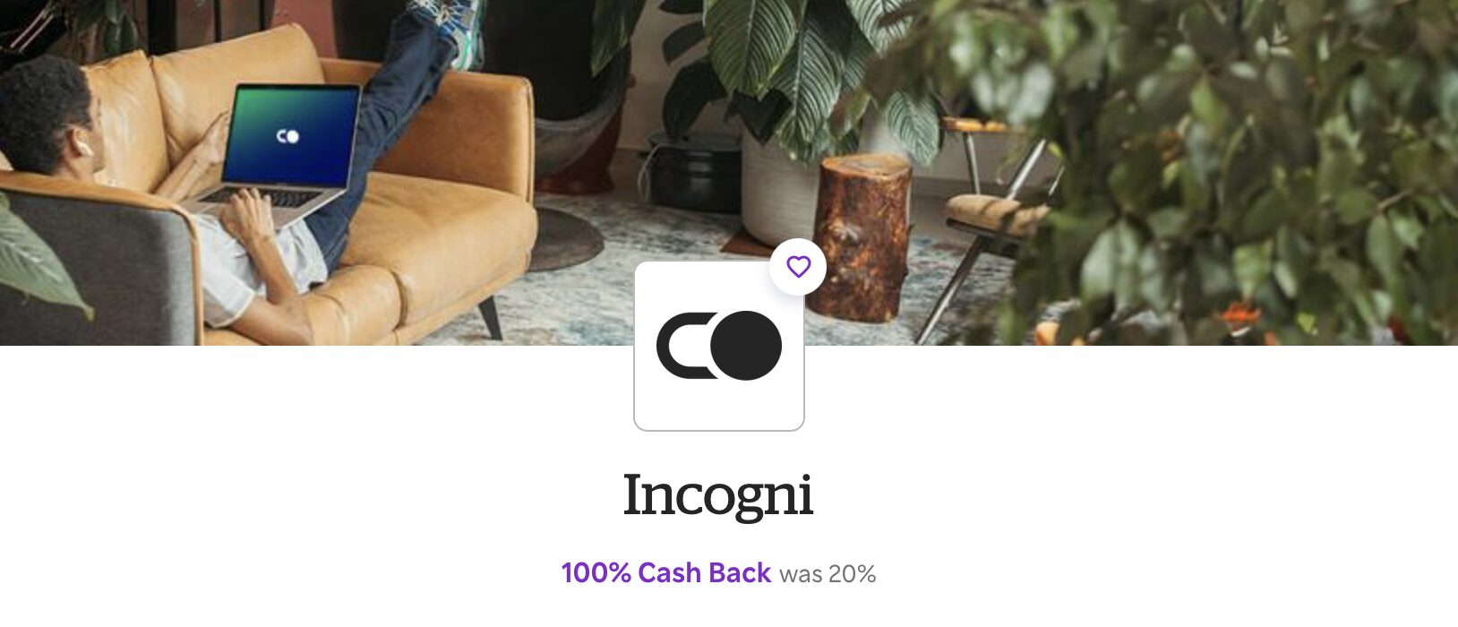 incogni 100X cash back Rakuten