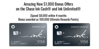 Best Ever $1,000 Chase Ink Cash® / Ink Unlimited® Offers! chase ink unlimited ink cash $1,000 100,000 point bonus offer.
