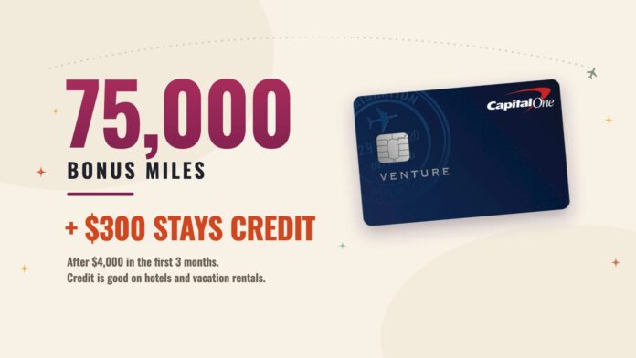 ventureofferheader2 Capital One Venture 75,000 miles plus $300 stays credit