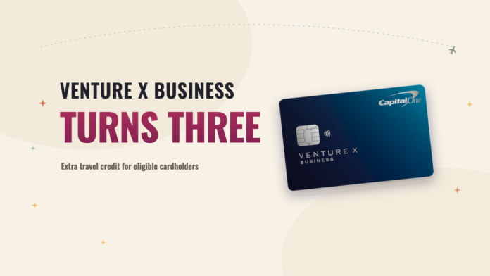 venture x business turns 3 travel credit promo